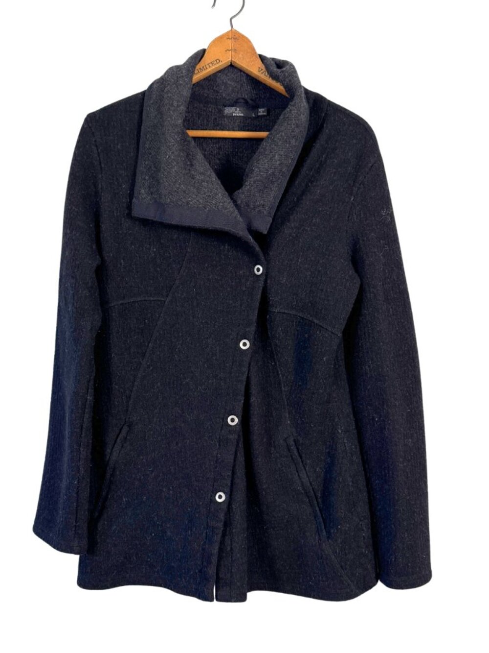 Vintage Prana Black Shawl Collar Cardigan